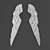 Elegant Pewter Angel Wings Decor 3D model small image 1