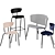 Modern Scandinavian Chairs & Stool Set 3D model small image 1