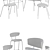 Modern Scandinavian Chairs & Stool Set 3D model small image 3