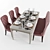 Classic Wooden Dining Set 3D model small image 1