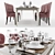 Classic Wooden Dining Set 3D model small image 2