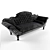 Luxury Colonial Black Silver Chaise Longue 3D model small image 1