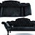 Luxury Colonial Black Silver Chaise Longue 3D model small image 2