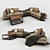 Elegant Brown Fabric Sofa 3D model small image 1