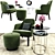 Modern Jane Fabric Armchair with Nesting Coffee Tables 3D model small image 1