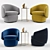 Modern Crescent Swivel Chair 3D model small image 1