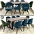 Gloria & Calia Modern Dining Set 3D model small image 1