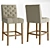 Elegant Bennett Fabric Barstool 3D model small image 1