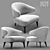 Elegant Aston White Armchair 3D model small image 1