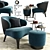 Elegant Minotti Aston Arm Chair Set 3D model small image 1