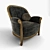 Luxury Art Deco Wooden Armchair 3D model small image 1