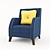Sheffield Velvet Navy Blue Armchair 3D model small image 1