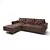 Elegant Brown Leather L-Shape 3D model small image 1