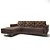 Elegant Brown Leather L-Shape 3D model small image 2