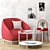 Modern Red Cube & Ikea Living Room Set 3D model small image 1