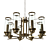 Elegant Bronze Chandelier with Transparent Glass Shades 3D model small image 1