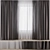 Silk Satin Curtains with Striped Tulle 3D model small image 1