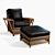 Rattan President's Chair with Built-in Magazine Rack and Cup Holders 3D model small image 1