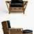 Rattan President's Chair with Built-in Magazine Rack and Cup Holders 3D model small image 2