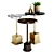 Exquisite Tris: Horn, Marble & Brass Side Tables 3D model small image 1