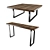 Elegant Oak & Bronze Console Table 3D model small image 1