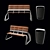 Elegant Street Bench & Urn Set 3D model small image 1