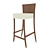 Chic Wooden Hotel Bar Stool 3D model small image 1