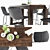 Modern Bamey Dining Set 3D model small image 2