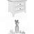 Elegant White Bedside Table Set 3D model small image 3