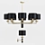 Modern Black and Brass 8-Light Ceiling Fixture 3D model small image 1