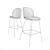 Amalfi Velvet Stool: Luxurious Seating 3D model small image 2