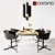 Modern Dining Set: Poliform Strip Chair, TOM DIXON PIPE LIGHT Chandelier & Custom Table 3D model small image 1