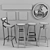 Vintage Cafe Setup - Chair, Board, Floor, Wifi 3D model small image 2