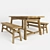 Rustic Country Table & Bench 3D model small image 2