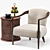 Mid-Century Barrelback Chair & Carved Side Table 3D model small image 1