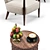 Mid-Century Barrelback Chair & Carved Side Table 3D model small image 2