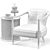 Mid-Century Barrelback Chair & Carved Side Table 3D model small image 3