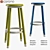 Nevada Solid Wood Bar Stool 3D model small image 1