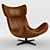 Luxurious Brown Fabric Lounge Chair 3D model small image 1