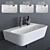 Elegant Meg11 Wall-mounted Ceramic Washbasins 3D model small image 1