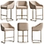 Astoria Ivory Leather Bar Stool 3D model small image 1