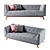 Modern Velvet Sofa: Edloe Finch 3D model small image 1