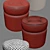 Custom Ottoman with Tufted Design 3D model small image 3