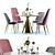 Elegant Silhouette Table & Finley Velvet Chairs 3D model small image 1