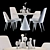 Elegant Silhouette Table & Finley Velvet Chairs 3D model small image 3