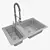 Stainless Steel Sink + Groove Mixer Tap 3D model small image 2