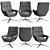 Elegant Grey Buttoned Swivel Chair 3D model small image 1