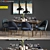 Modern Walnut Dining Set: Chairs, Table & Pendant Light 3D model small image 1