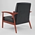 Black Bonded Leather Arm Chair: Mid-Century Style 3D model small image 2
