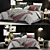 Modern Bed Set with Stylish Lighting & Decoratives 3D model small image 1